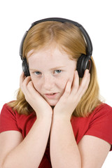 girl is  listening to music