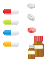Medizinflaschen und Tabletten