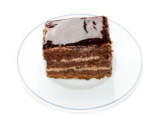 Chocolate cake isolated on white