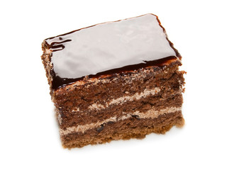 Chocolate cake isolated on white