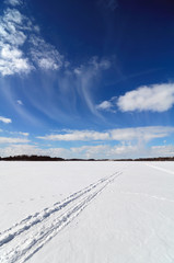 Winter landscape - blue sky and white snow