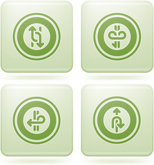 Olivine Square 2D Icons Set: Abstract & Directions