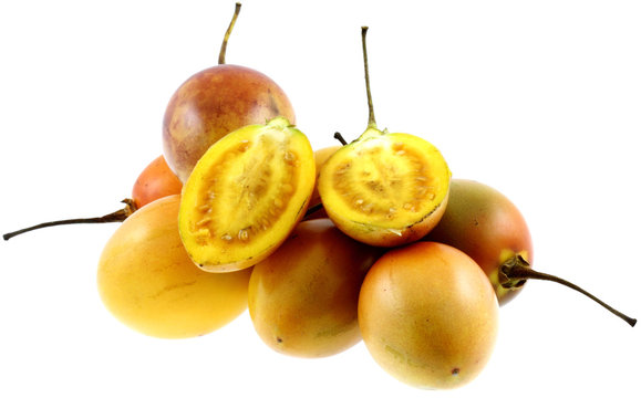 tomates arbustes, tomates tropicales, tamarillo, fond blanc