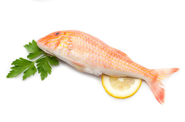 big red mullet with lemon and parsley