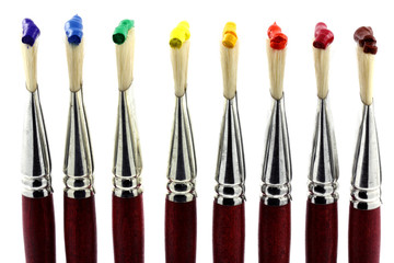 gouache sur brosses à peindre, fond blanc