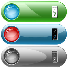Glass with tablets. Vector internet buttons.