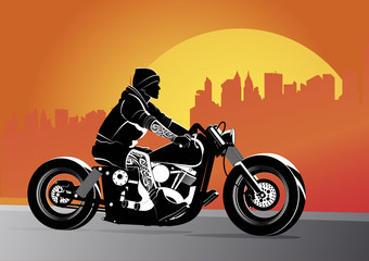 Obraz na płótnie Canvas Wektor motocykl chopper gorąco i na zamówienie z d¼wignią na nim