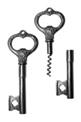 Skeleton Key on White. Clipping Path Included.