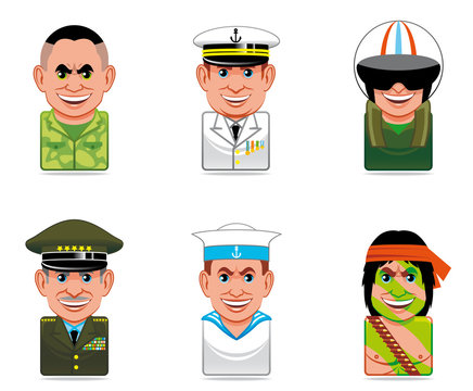 Cartoon people icons (army)