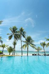Obraz premium Relaxing under a palm trees on loneliness beach
