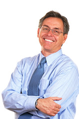 Smiling Businessman In Blue Shirt And Tie