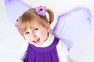 little girl likes violet butterfly