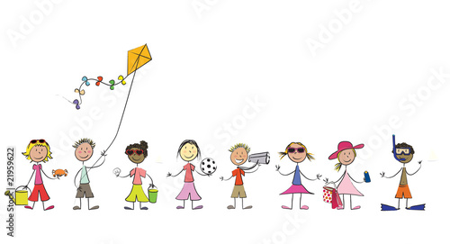 Ribambelle Enfant Plage Sans Fond Stock Photo And Royalty