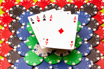 Casino chips and cards backgorund