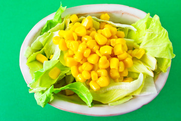 Fresh Salad on green background