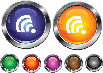 Vector collection icons with rss sign, empty button included