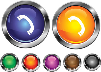 Vector collection icons with phone sign, empty button included