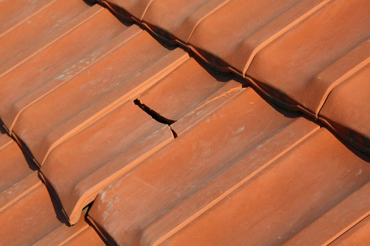 Gable roof with broken clay brick