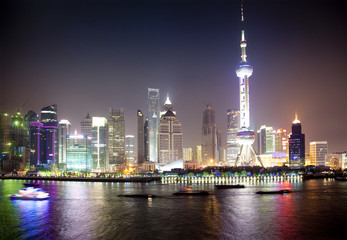 Fototapeta na wymiar Nocny widok na Szanghaj, Chiny
