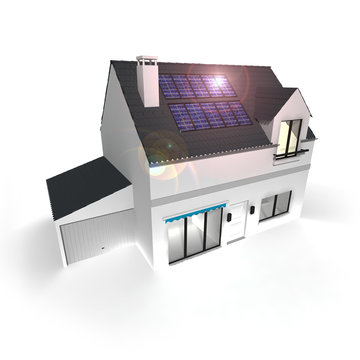 maison et panneaux solaires