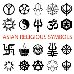 vector. various religious symbols asian