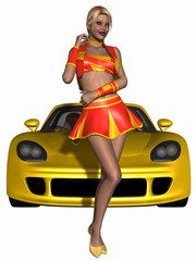 Fototapeta premium Sexy Grid Girl and Hot Car
