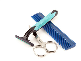 Razor, scissors and comb