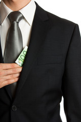 businessman with money in pocket