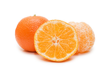 Fresh tangerines isolated on white background