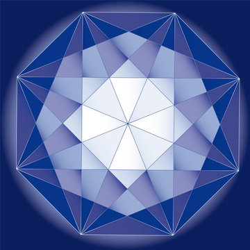 polyhedral figure of a star with gradient vector 3D.