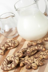 Stack of cookies and milk jug