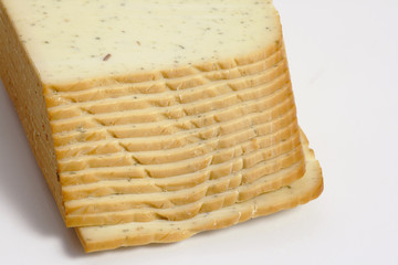 slices of cheese on the white background