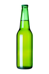 Lager beer in green bottle