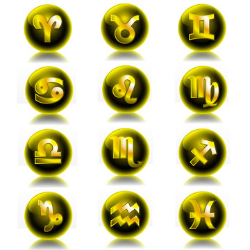 Zodiac glossy icons