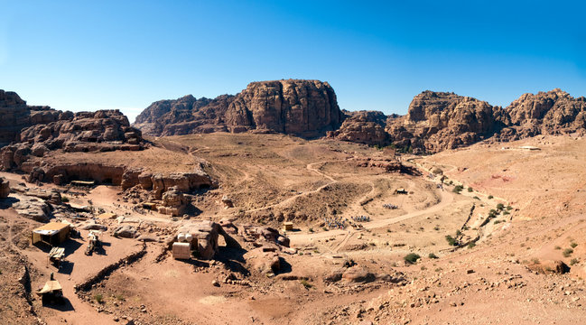 Petra panorama with temple in the distance