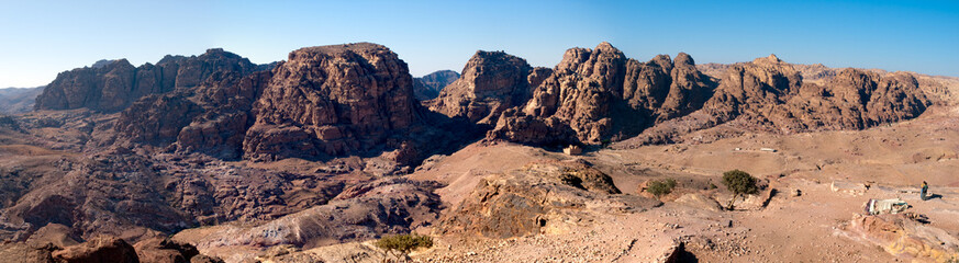 Fototapeta na wymiar Petra panorama with temple and tombs