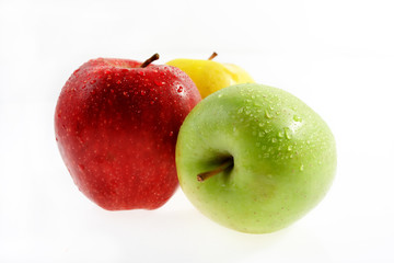three colorful apple isolated on white