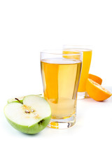 Glass of apple and orange juice