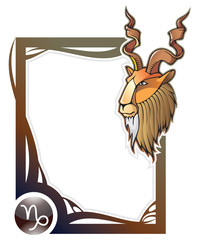Capricorn, the tenth sign of the zodiac frames, vector