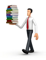 Obraz premium Businessman with a stack of books