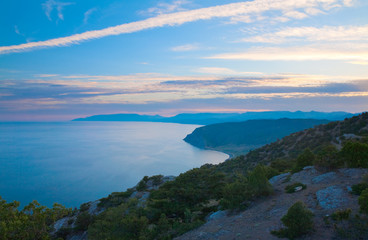 Sunset coastline landscape