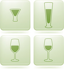 Olivine Square 2D Icons Set: Alcohol glass