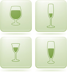 Olivine Square 2D Icons Set: Alcohol glass