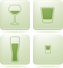 Olivine Square 2D Icons Set: Alcohol glass