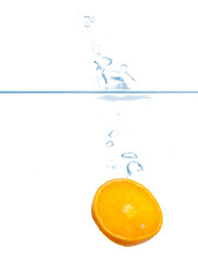 Orange splash in water