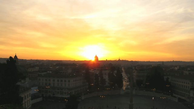 Time lapse sunset over Rome seen from Pincio