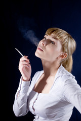 blonde with a cigarette