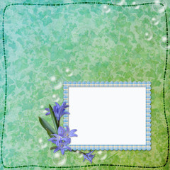 Framework for photo or congratulation with bunch of flowers.