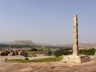 Near Hampi, Karnataka, Monkey Temple in distance