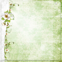 green background with apple flowers